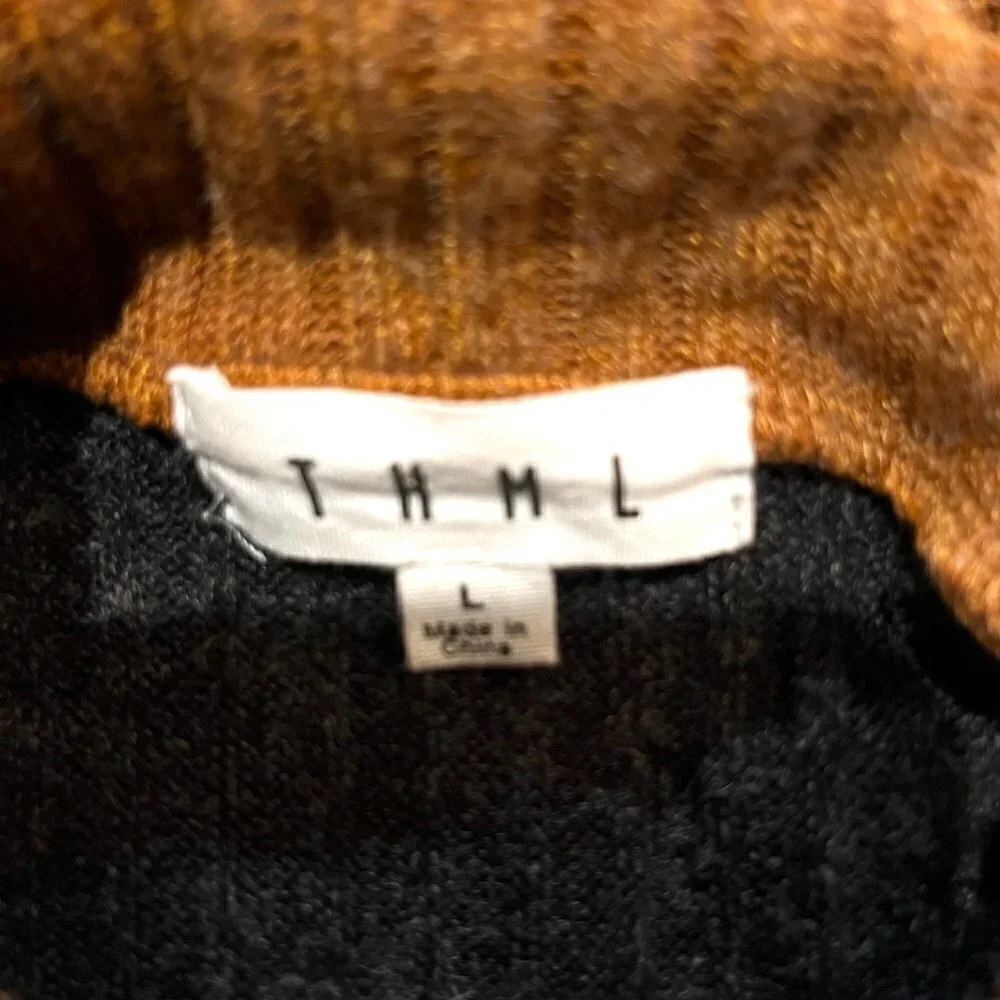 THML for Anthropologie Color Block Asymmetrical Turtleneck Sweater - EUC  Size L